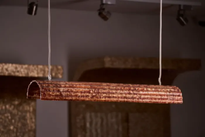 FLUTED CAPIZ HANGING LAMP (SMALL HALF ARC), image 1