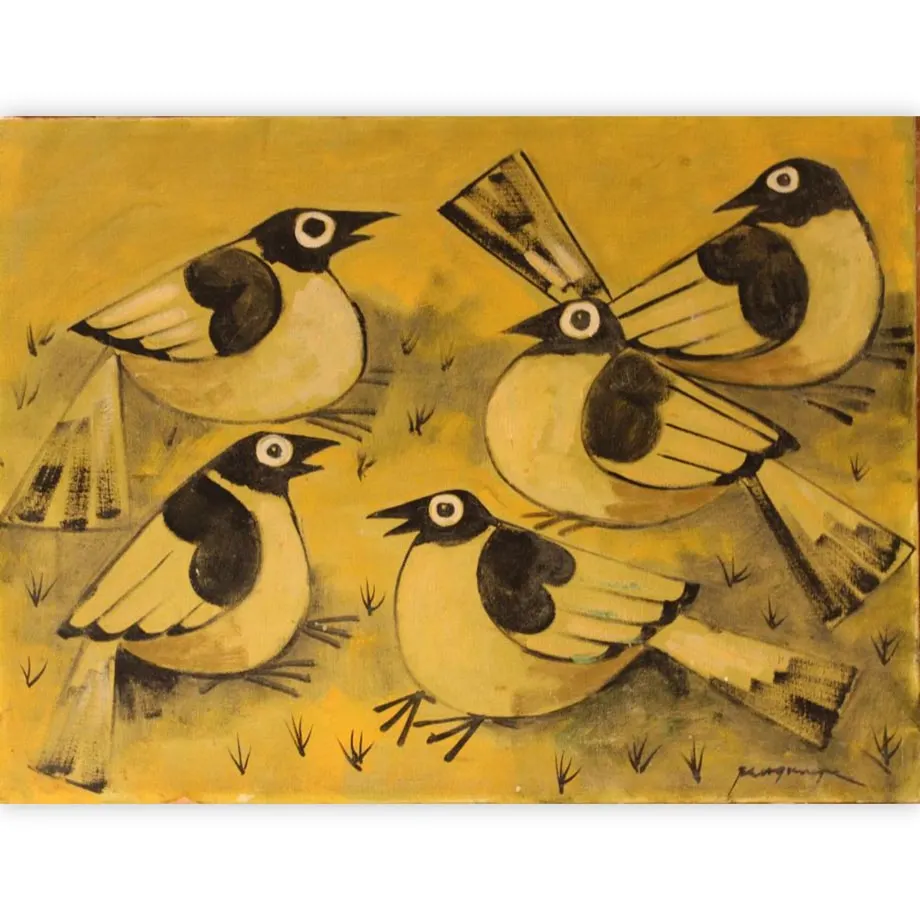 Five Birds in Yellow