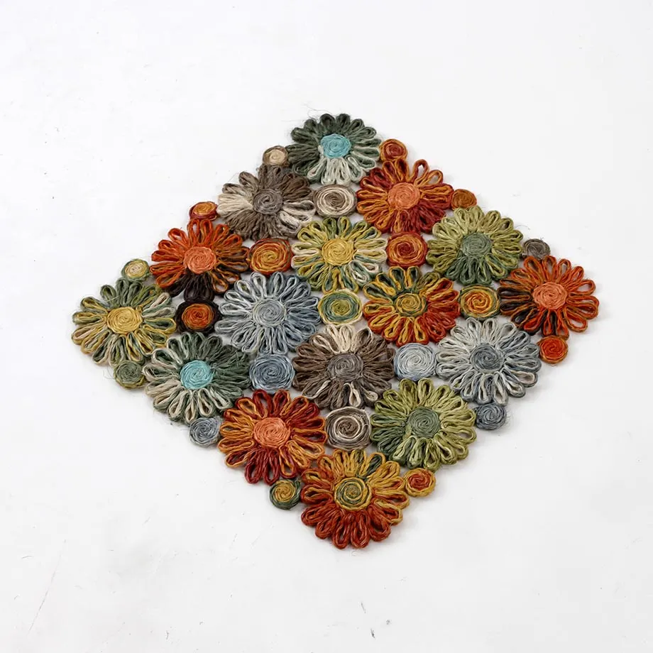 Square Coaster Braid Placemat Floral Design, image 1