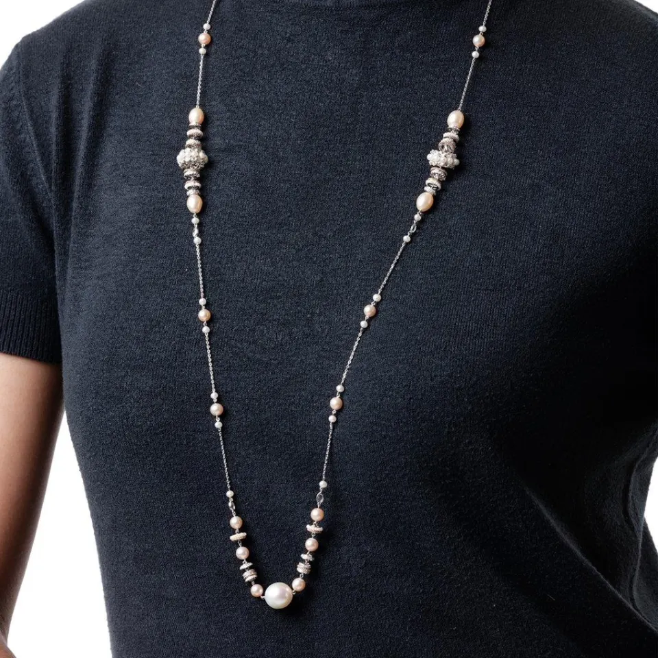 Peach Akoya Pearl with South Sea Pearl Necklace , image 4