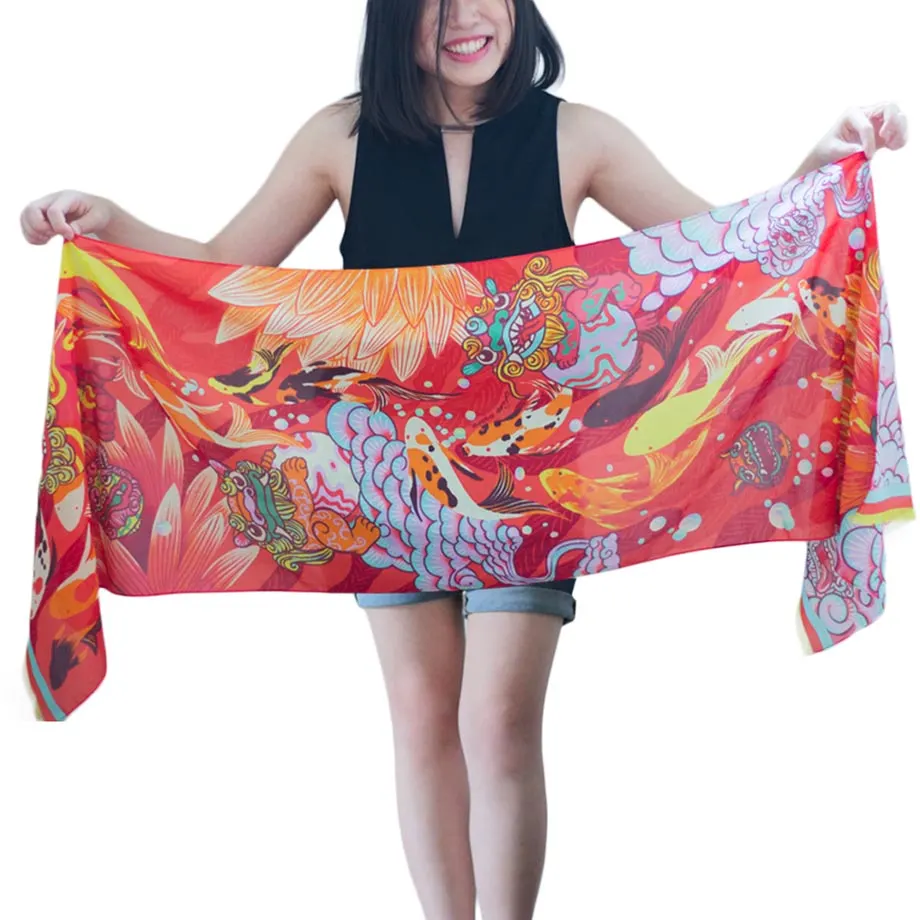 Foo for Thought Silk Cotton Long Scarf, image 1