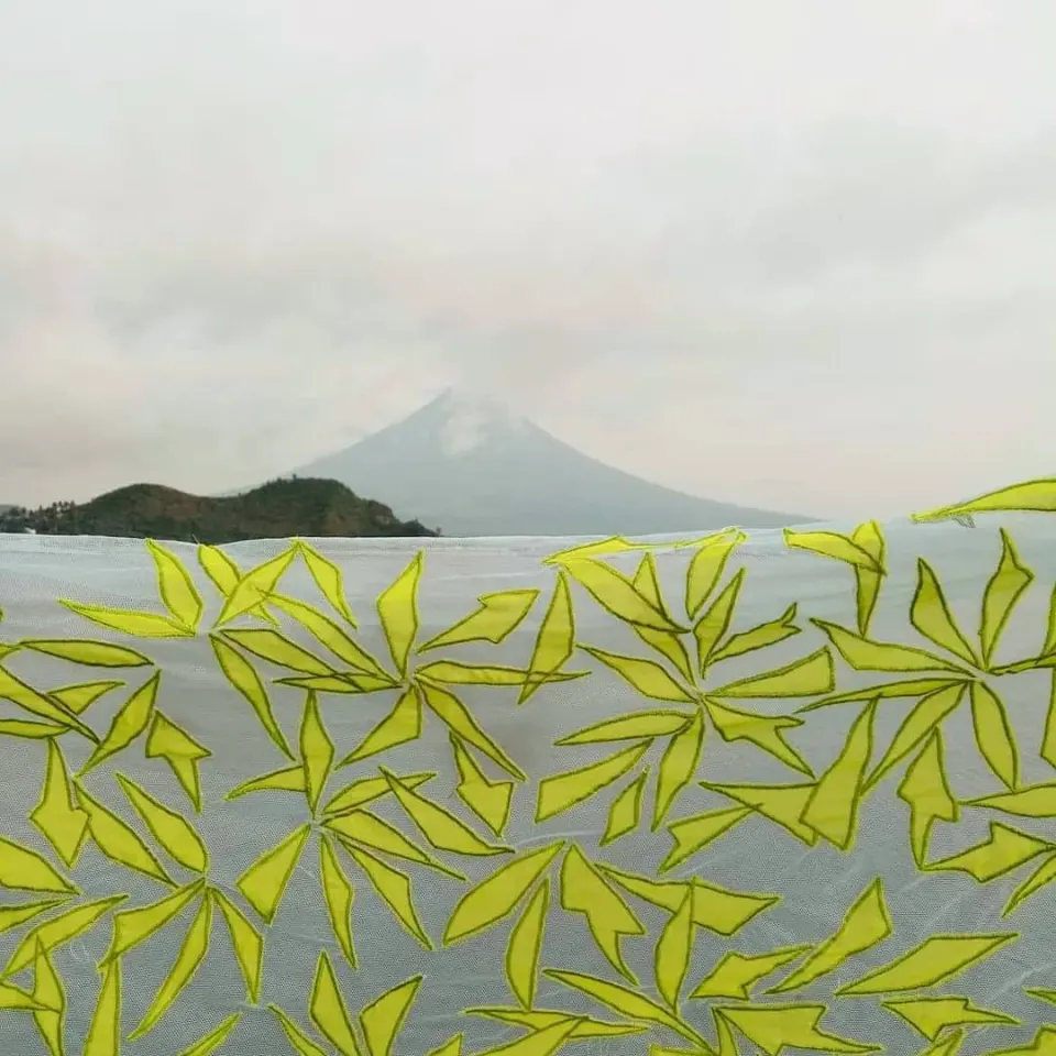 Navigating the Dreamscape / Petal Shadows Malong / Kaftan Textile / yellow, image 8