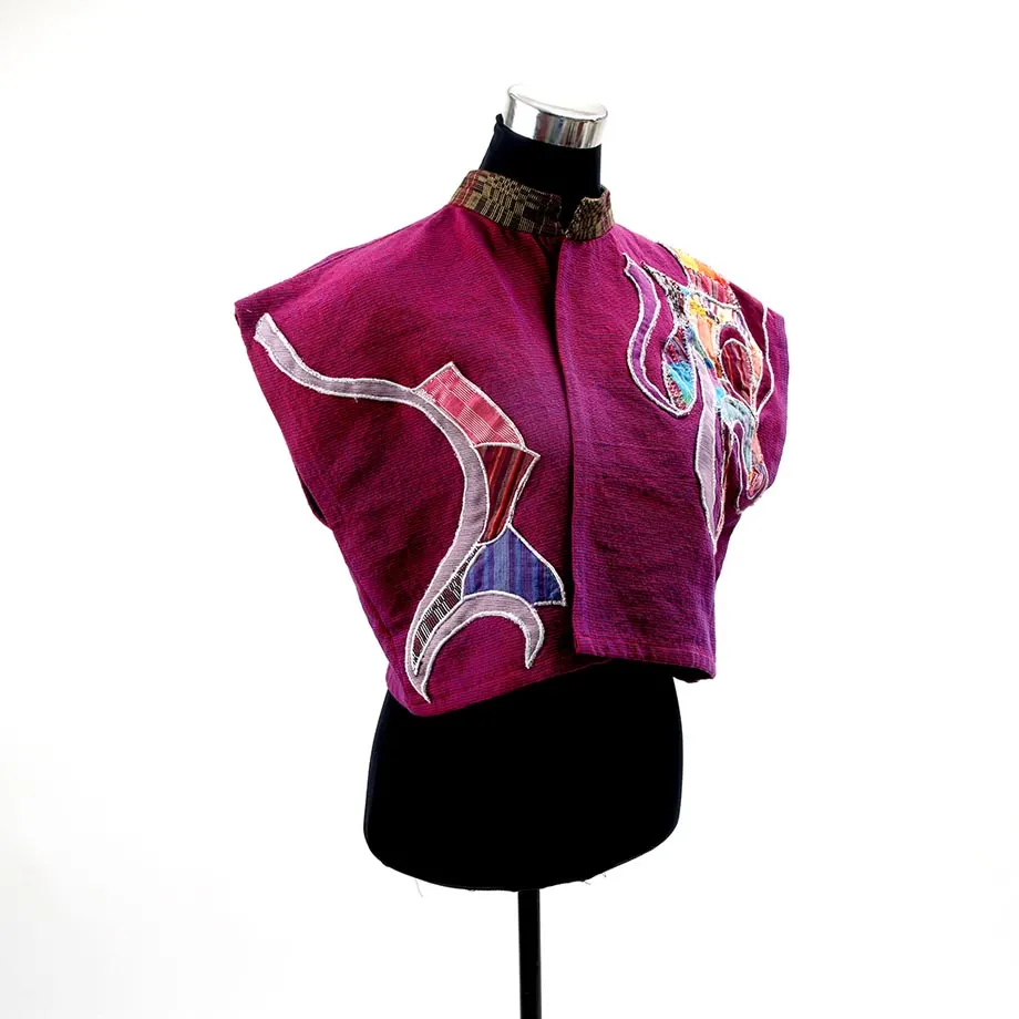 Wovenwear Classic / Kimono Shrug with embroidered art weave applique, image 3