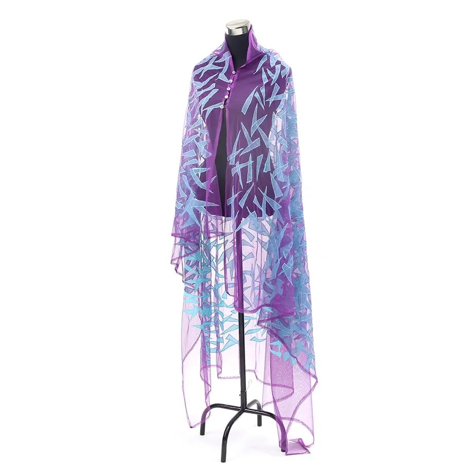 Navigating the Dreamscape / Petal Shadows Malong / Kaftan Textile / aqua + purple, image 7