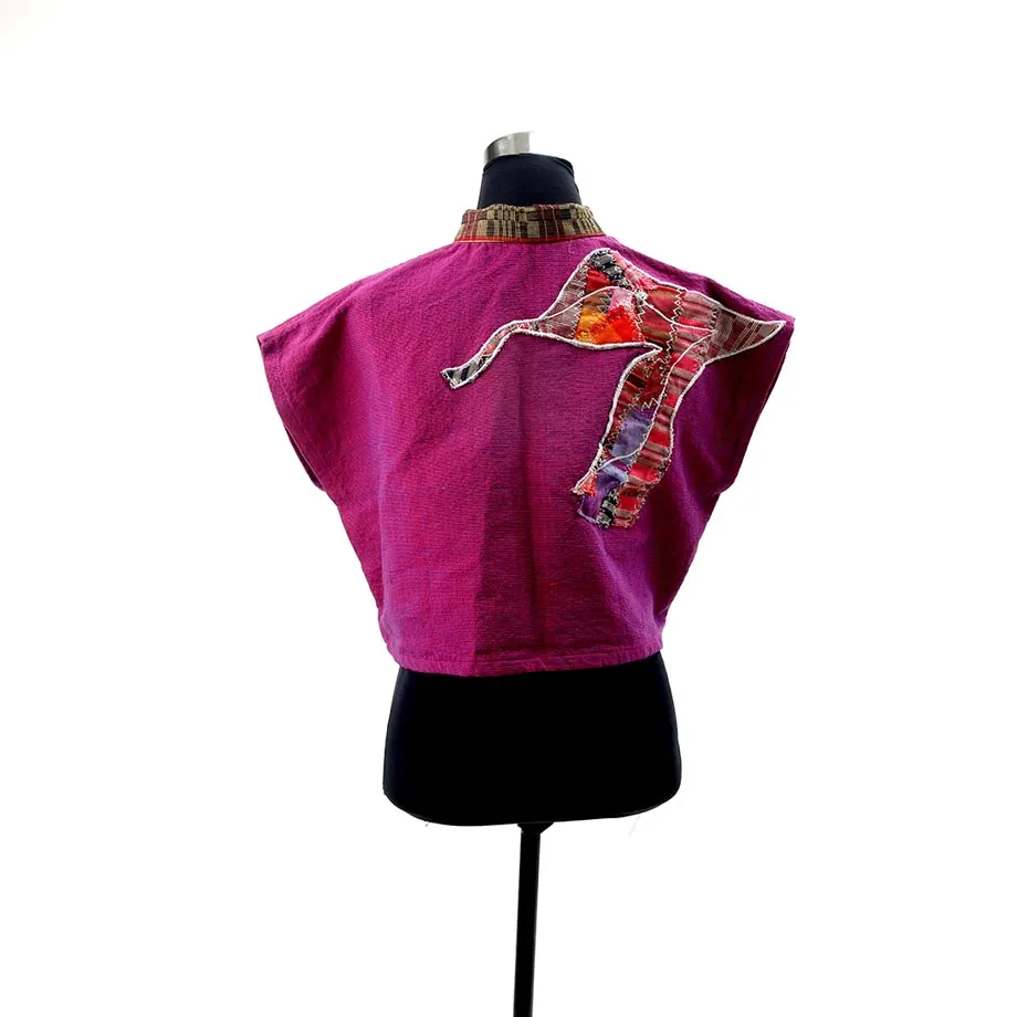 Wovenwear Classic / Kimono Shrug with embroidered art weave applique, image 4