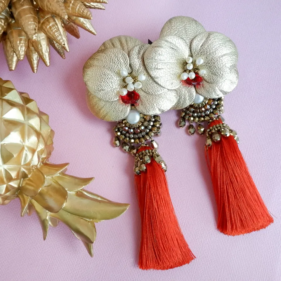 Orchid 5-way Earrings Orange, image 1