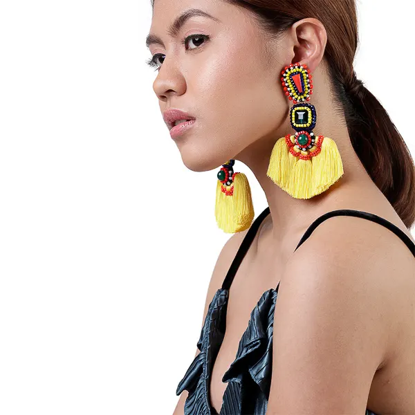 Katheer Earrings in Yellow, image 2