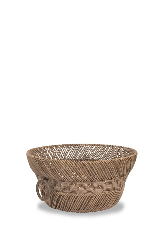 Wicker Basket with Metal Ring Handle