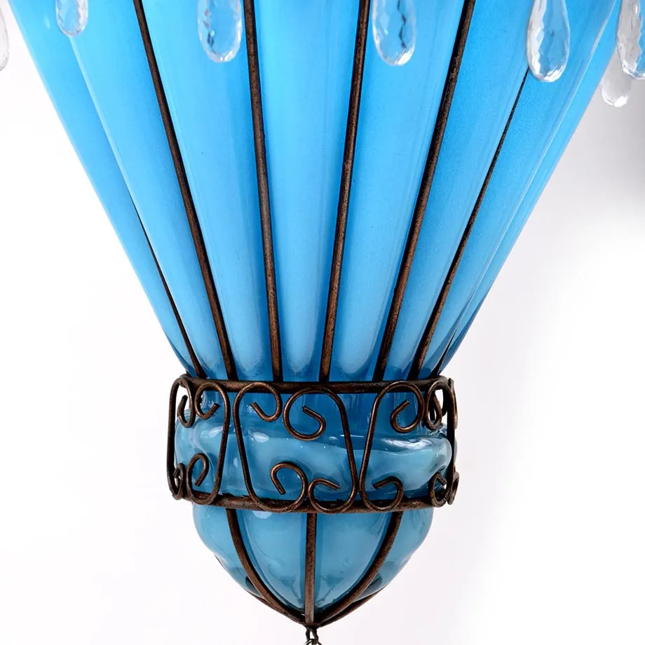 Cone Shaped Blown Glass Large Lamp with 7 Footer Stand on Raw Old trunk , image 5