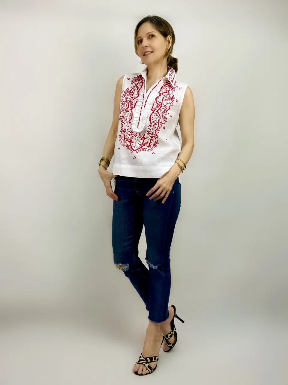 MARIE Tuxedo Top, Cranberry, image 3