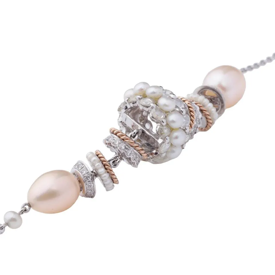 Peach Akoya Pearl with South Sea Pearl Necklace , image 3