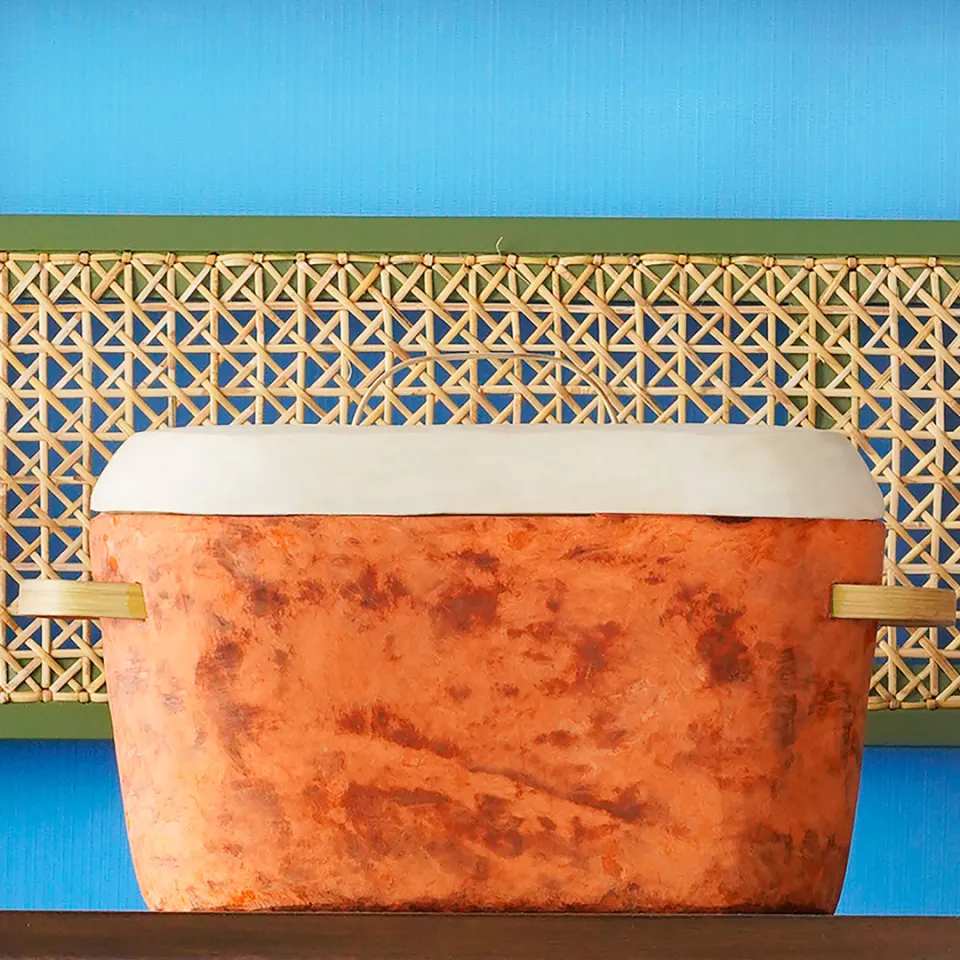 Red Oval Paper Clay Storage with Cover , image 1