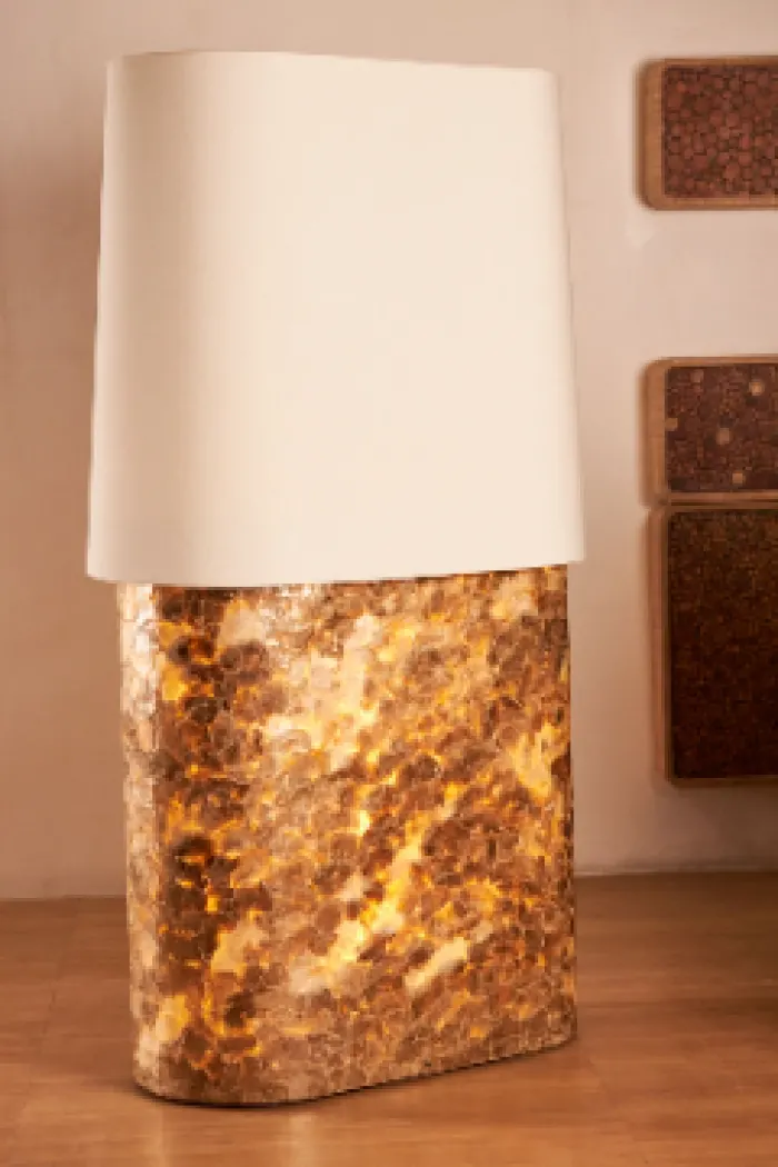 OLIVE CRACKLED OVAL FLOOR LAMP, image 1