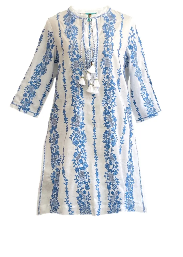 CONSUELO White Tunic, Blue