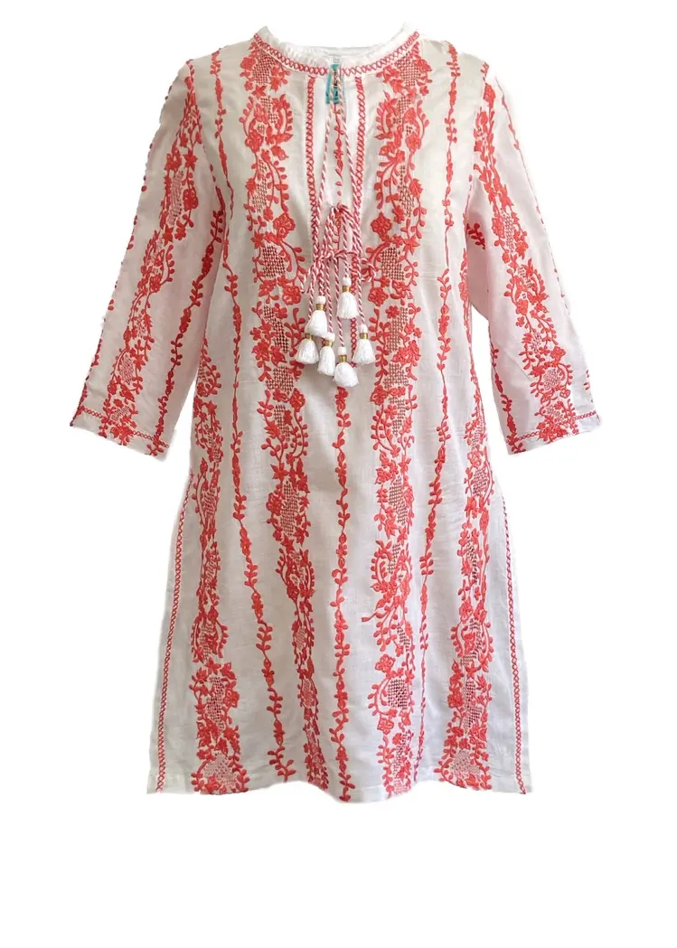 CONSUELO White Tunic, Coral