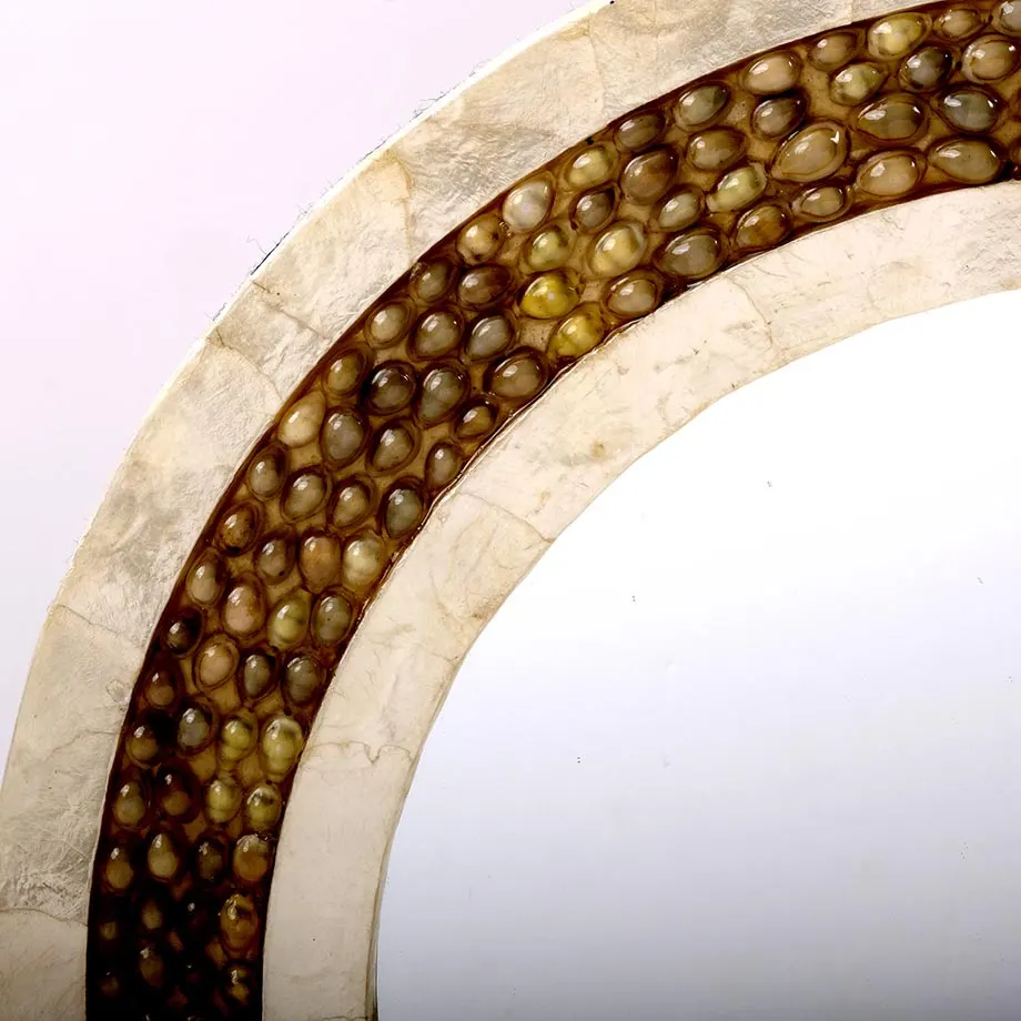 Round Natural Capiz Mirror Frame with Sigay Shells, image 4