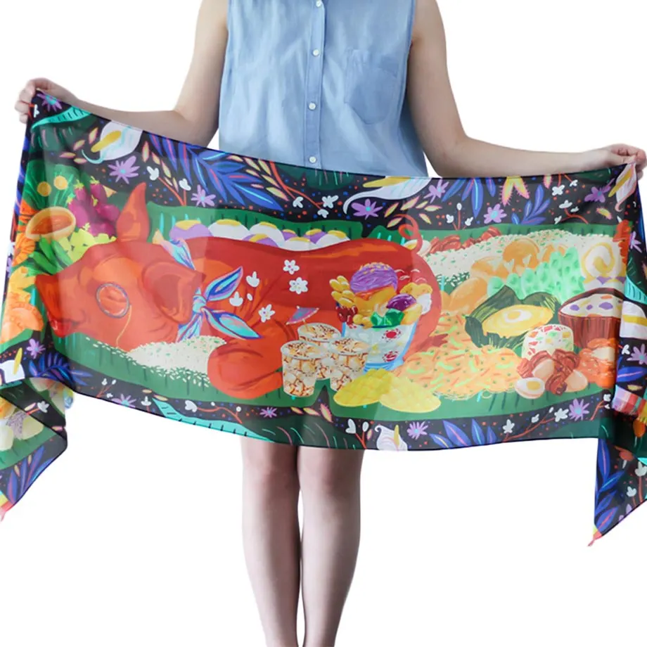 Boodle Fight Silk Cotton Long Scarf, image 1