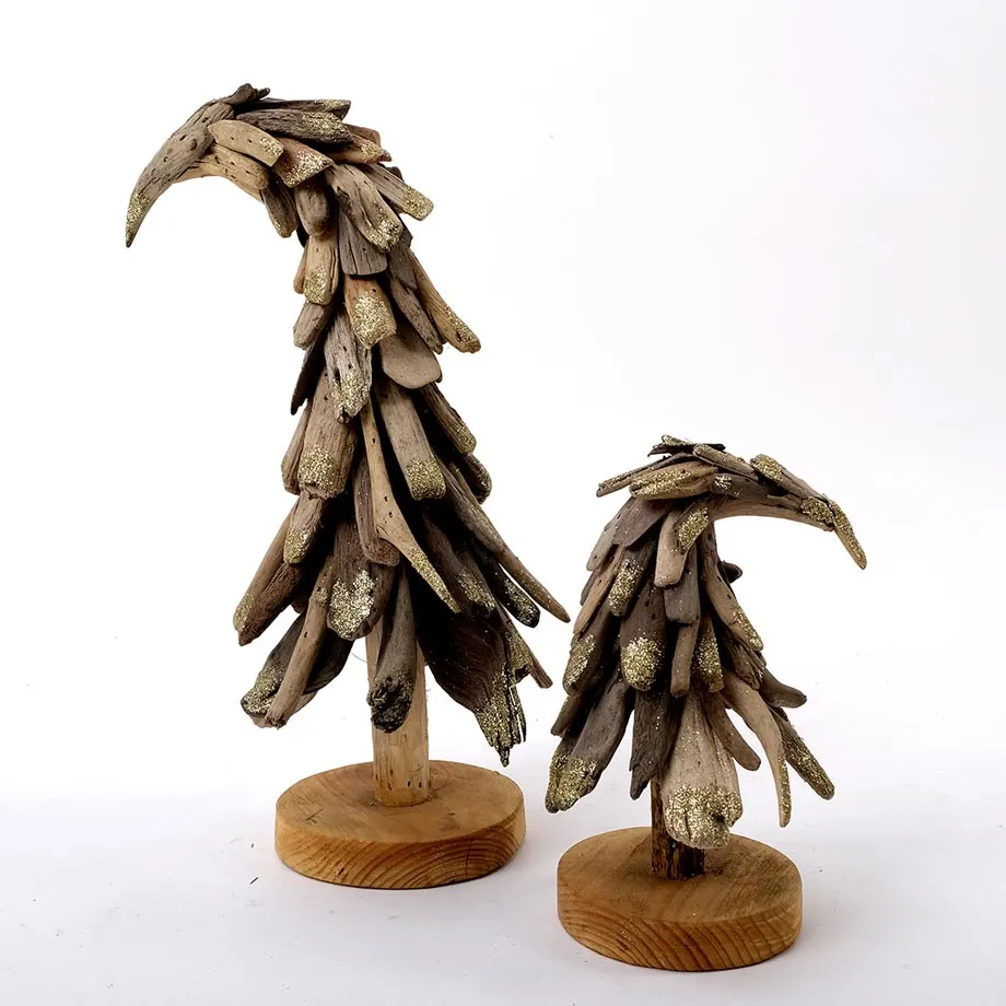 S/2 Bending Christmas Tree with Gold Glitters, image 2