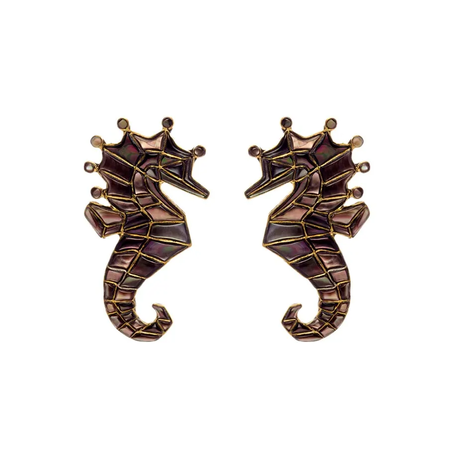 Seaver Black Lip Earrings
