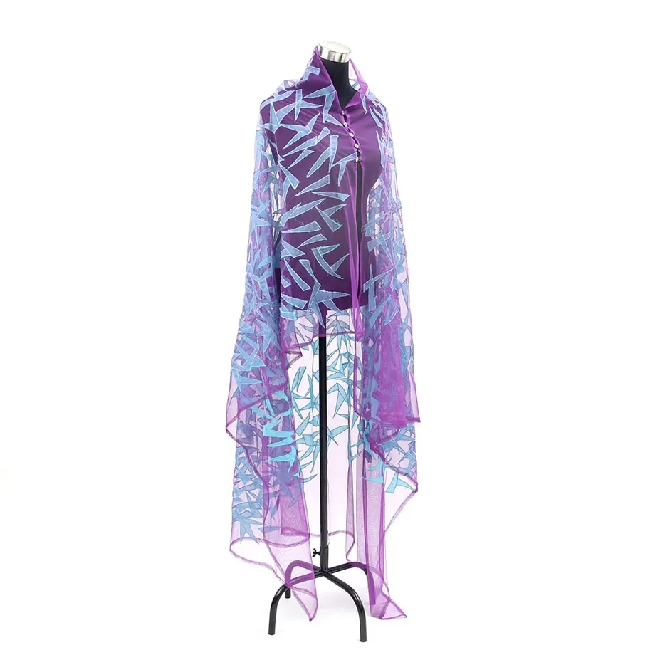 Navigating the Dreamscape / Petal Shadows Malong / Kaftan Textile / aqua + purple, image 8
