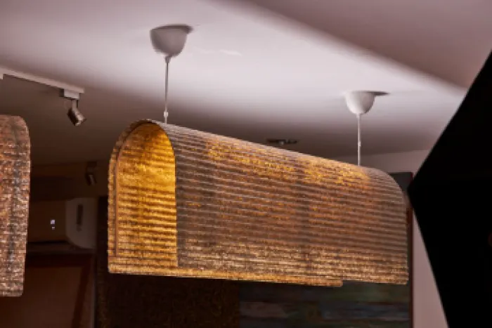FLUTED CAPIZ HANGING LAMP (LARGE FULL ARC), image 1