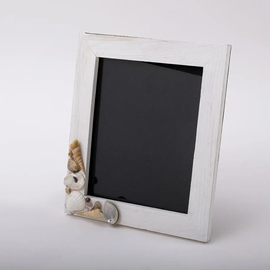 White wooden photo frames with assorted shells - corner, image 2