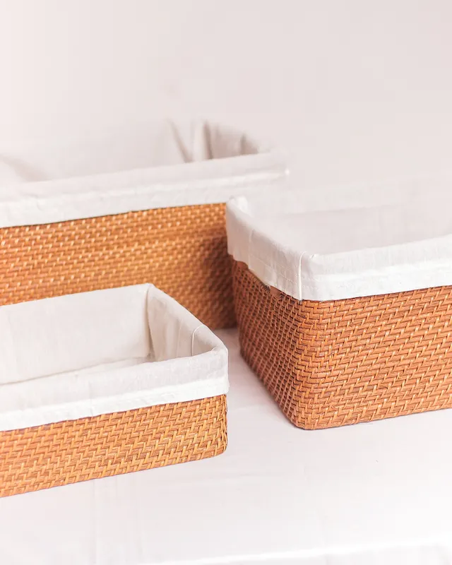 Rattan Organizer with Lining, image 1
