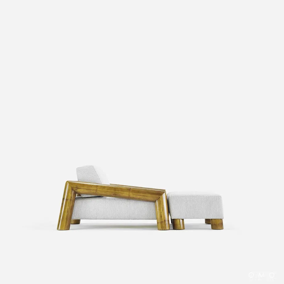 Bamboo Accent Chair with Ottoman, image 4