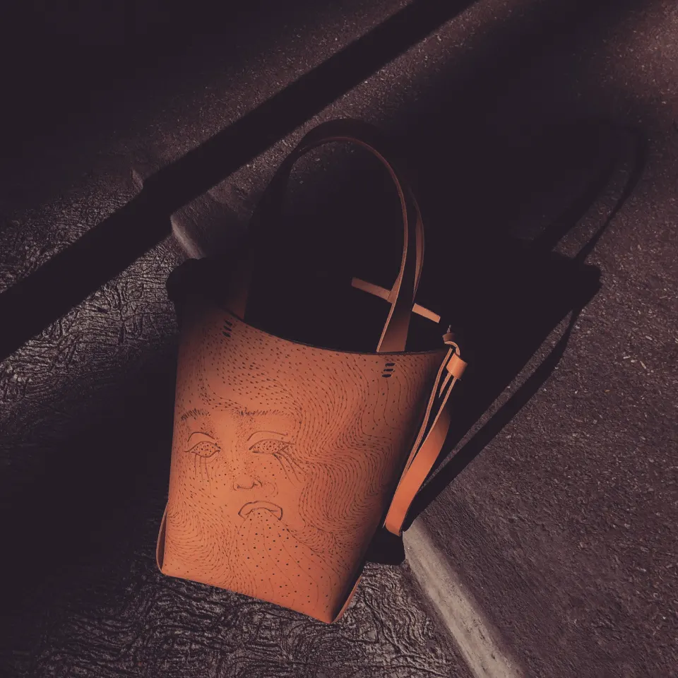 Illustrated Leather Bags with Raw Edge, image 3