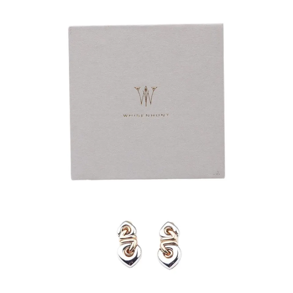 Vintage Bvlgari Two-Toned 18k YG & WG Hearts Clip-on Earrings, image 1