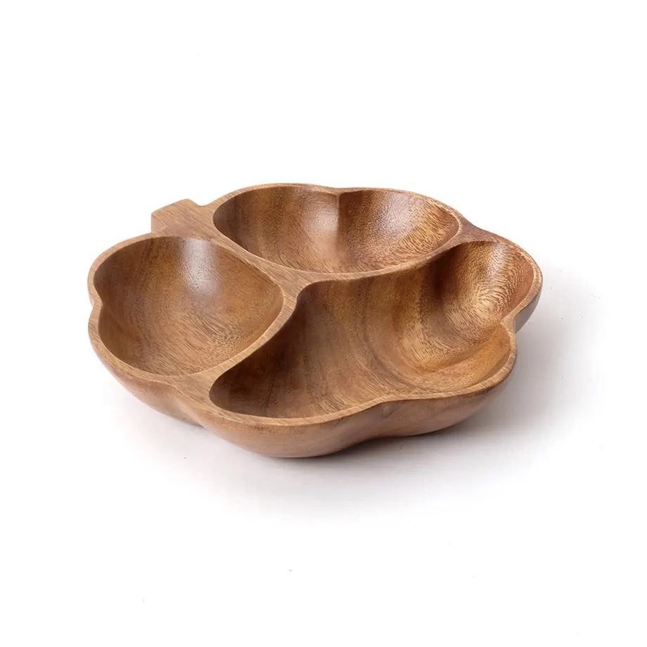 Acacia 3-Compartment Leaf Tray (MF-010), image 1