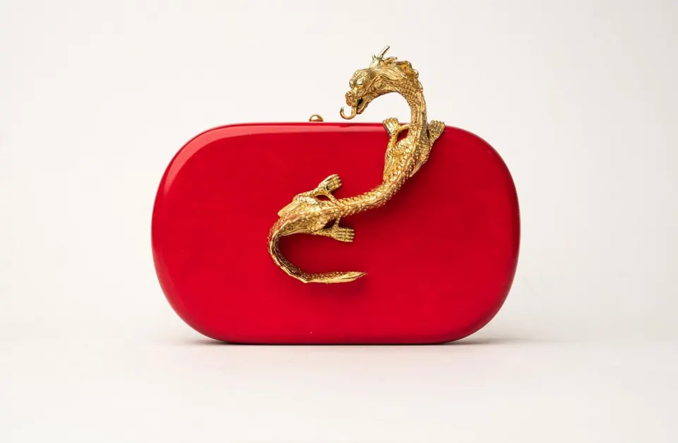 Suzy Wong Minaudiere in Cherry Red Parchment, image 1