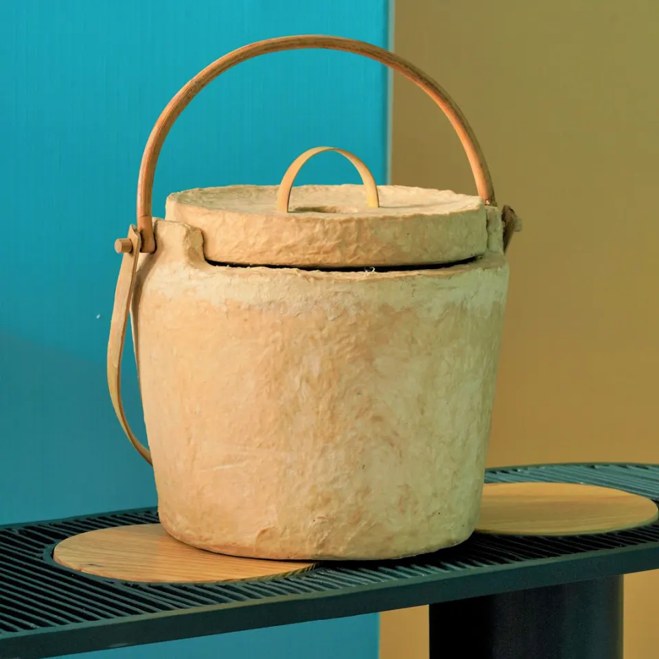 Natural Paper Clay Bucket Bag, image 4