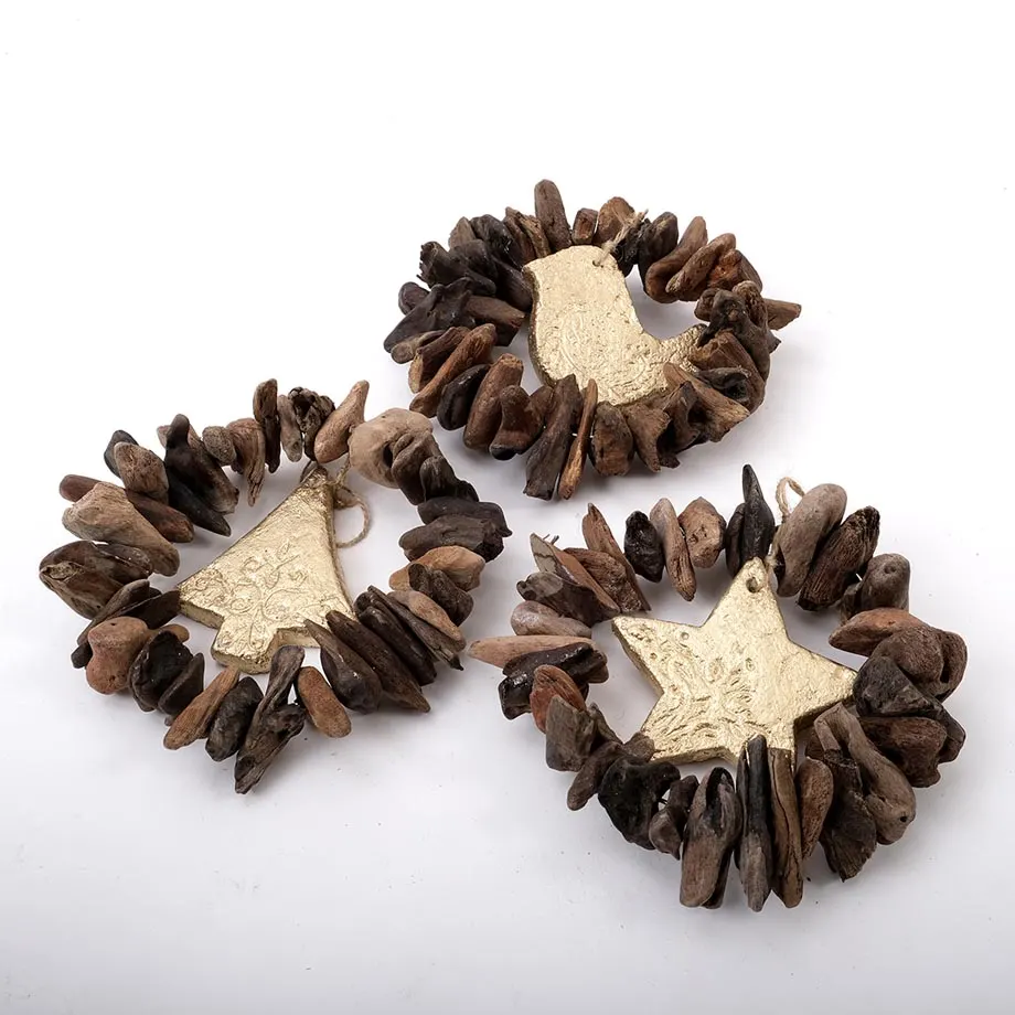 S3 Round Driftwood Ornament with Pulp Shapes Accents, image 3