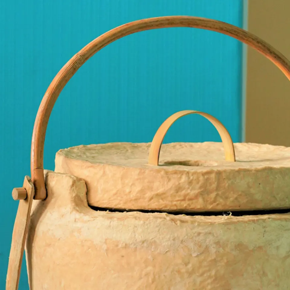 Natural Paper Clay Bucket Bag, image 2