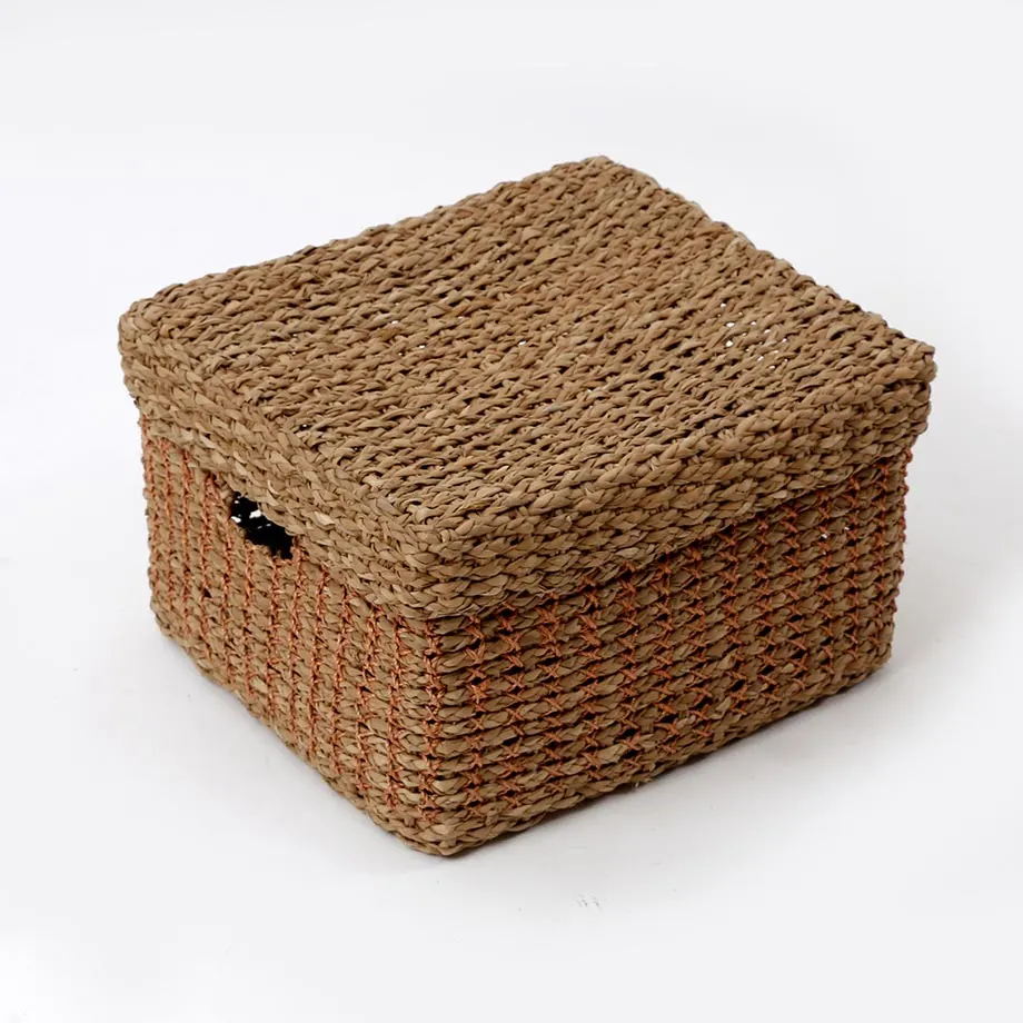 Rectangular Browngrass / Abaca Twine Chest Box with Lid, image 5