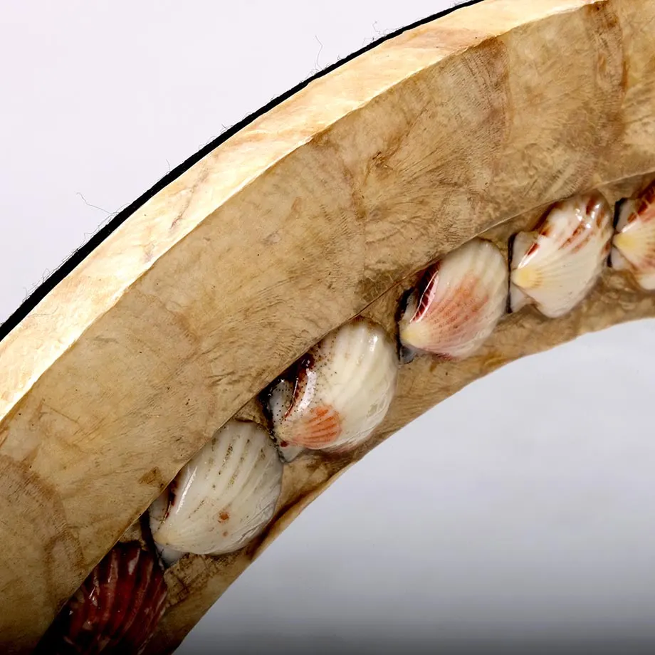 Smoked Capiz Round Mirror Frame with Pecten Fallium Shells, image 4