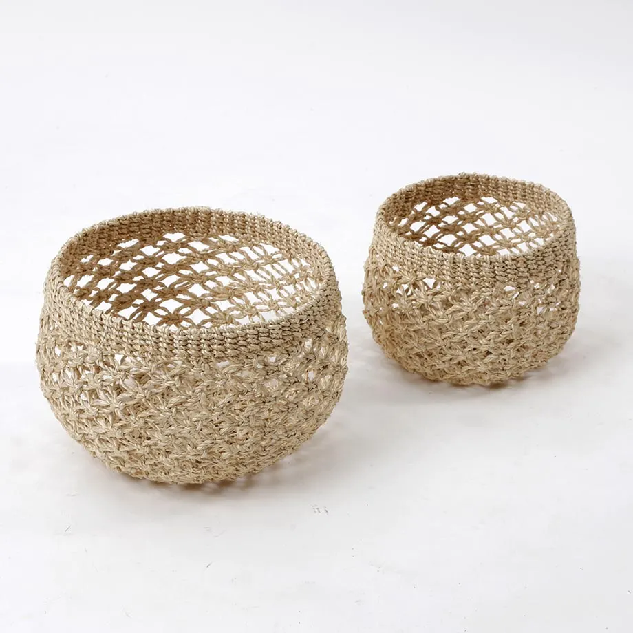 Round bulging Tahiti basket, Macrame design, image 3