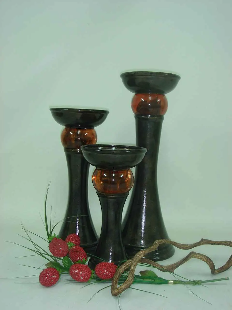 L&G Village Pottery Candle Holders, image 1