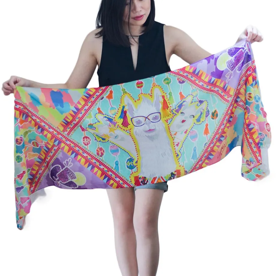 No Prob-llama Silk Cotton Long Scarf, image 1
