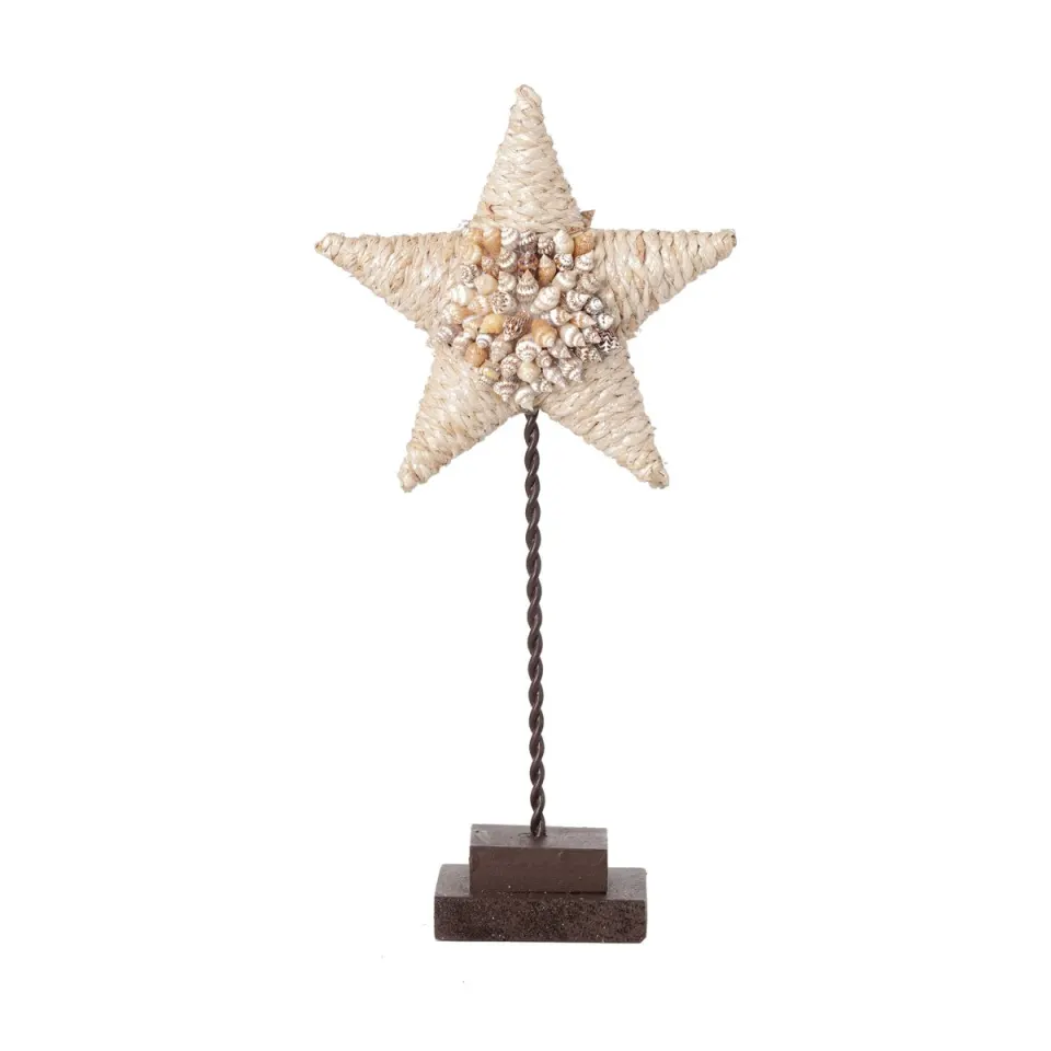 12”H rope star with shell, image 1