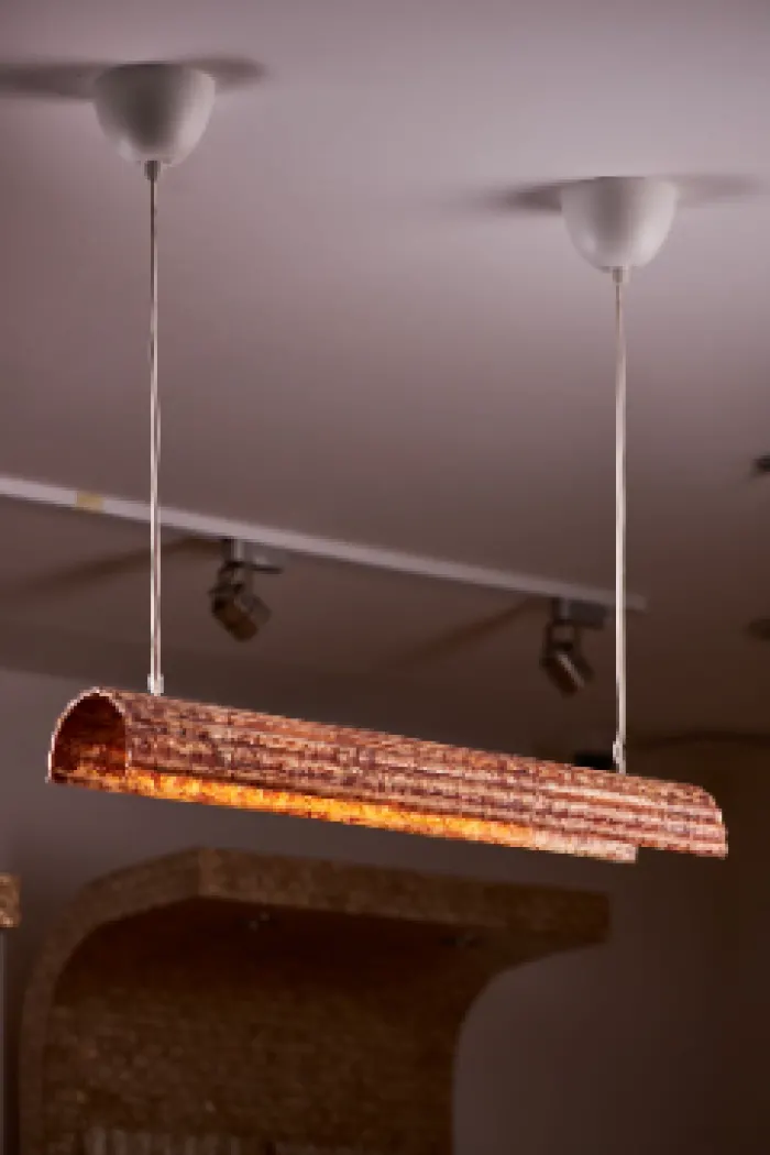 FLUTED CAPIZ HANGING LAMP (SMALL HALF ARC), image 2