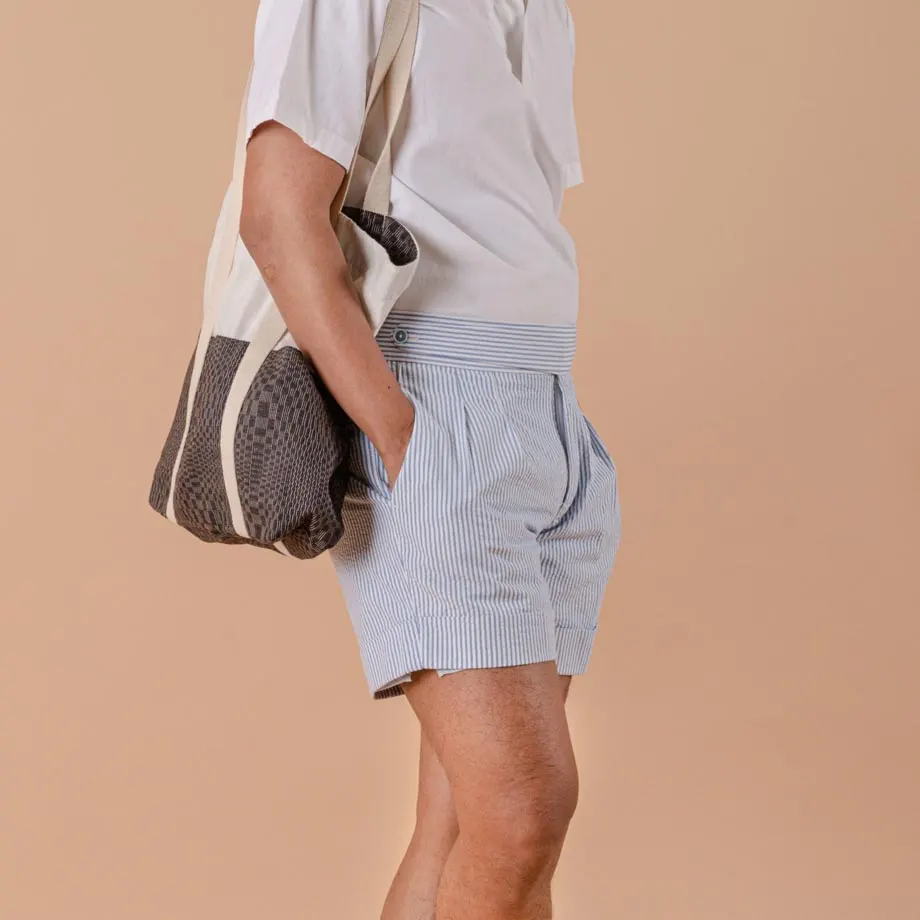Porma Shorts (Blue Cotton Seersucker), image 3
