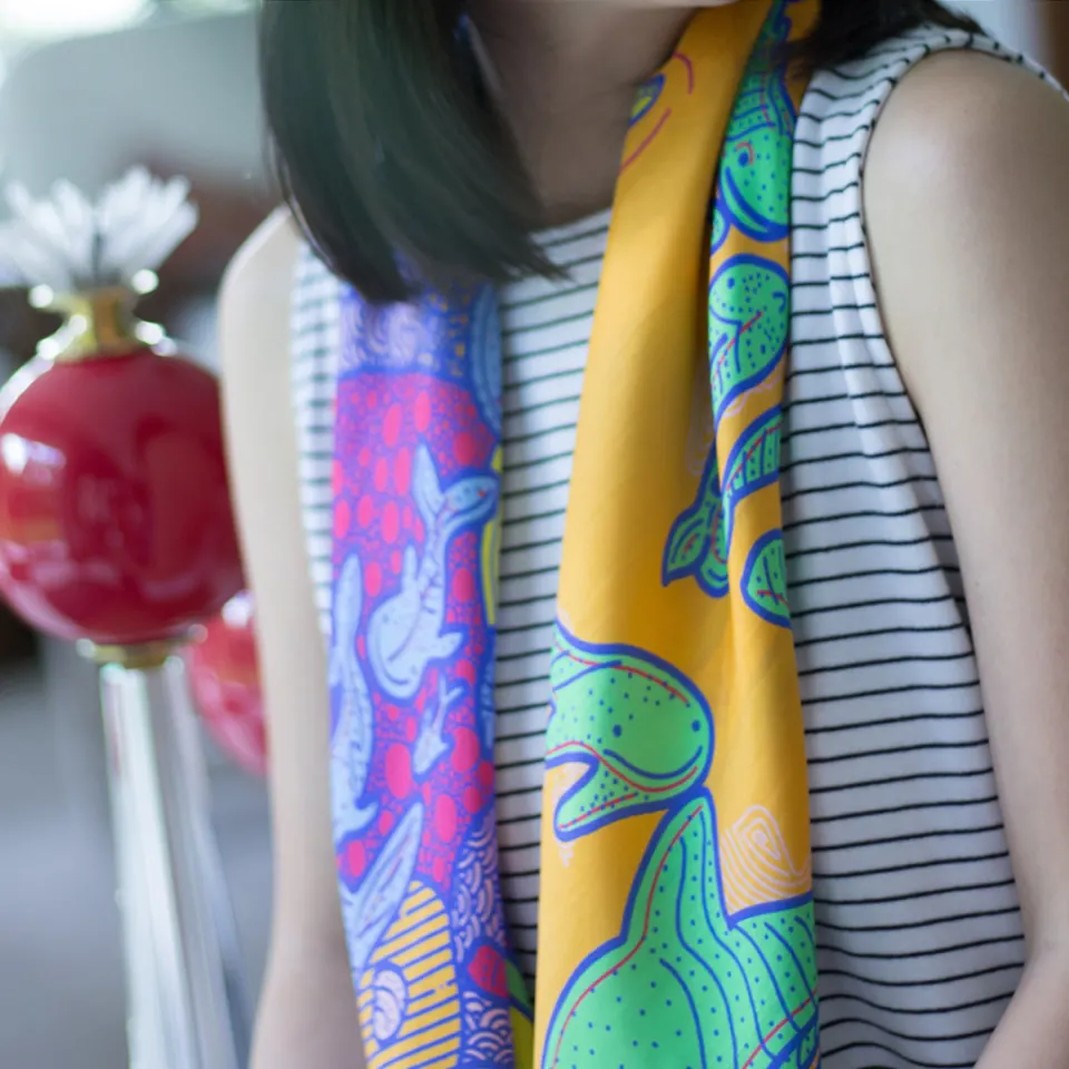 Butanding 90x90 Silk Scarf, image 3