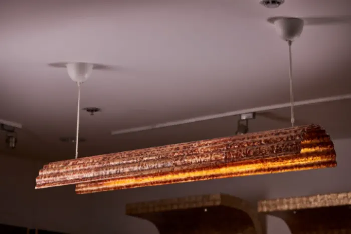 FLUTED CAPIZ HANGING LAMP (LARGE HALF ARC), image 2