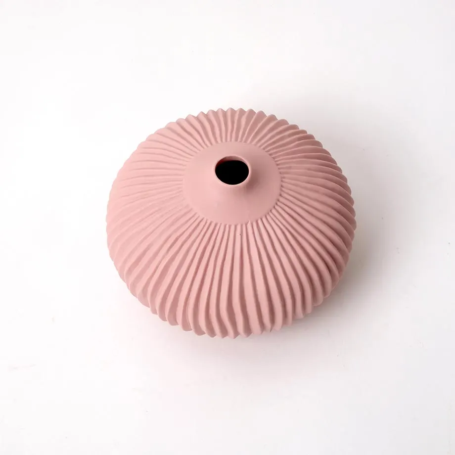 PLEAT GEOMETRIC FLAT ROUND BUD VASE, image 4