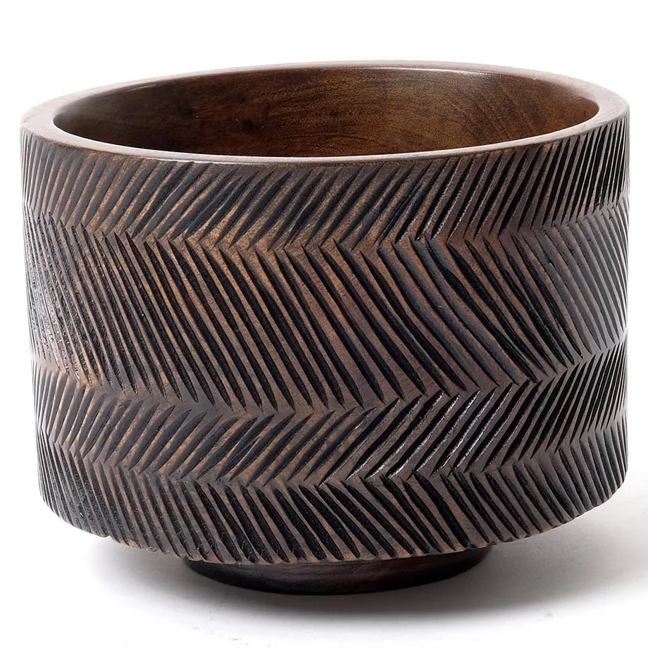 AMB20-01 Round footed bowl with carving, image 2