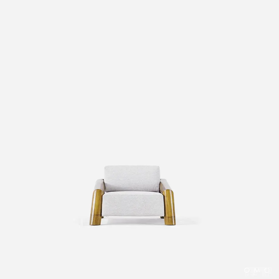 Bamboo Accent Chair with Ottoman, image 2