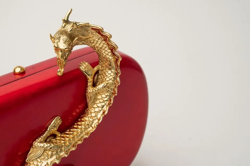 Suzy Wong Minaudiere in Cherry Red Parchment, image 2
