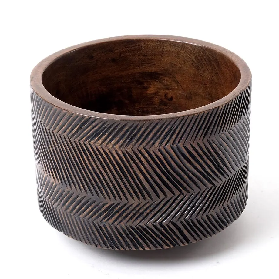 AMB20-01 Round footed bowl with carving, image 3